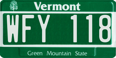 VT license plate WFY118