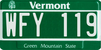 VT license plate WFY119