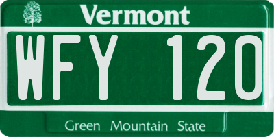 VT license plate WFY120