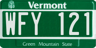 VT license plate WFY121