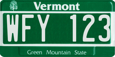 VT license plate WFY123
