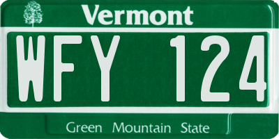 VT license plate WFY124