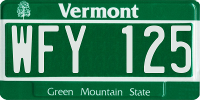 VT license plate WFY125