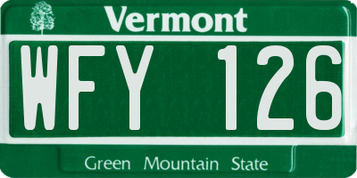 VT license plate WFY126