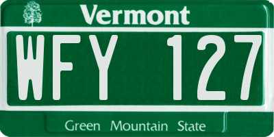 VT license plate WFY127