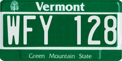 VT license plate WFY128