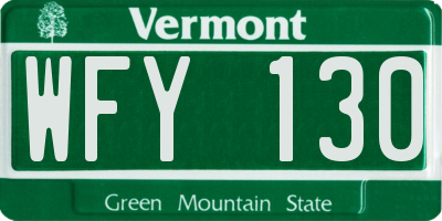 VT license plate WFY130