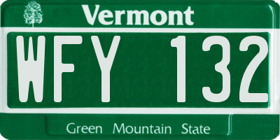 VT license plate WFY132