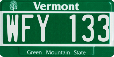 VT license plate WFY133