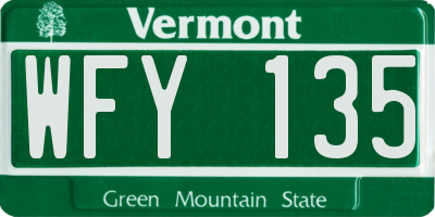 VT license plate WFY135