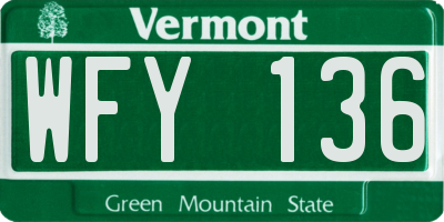 VT license plate WFY136