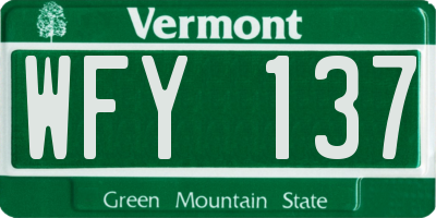 VT license plate WFY137