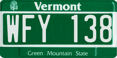 VT license plate WFY138