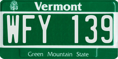 VT license plate WFY139