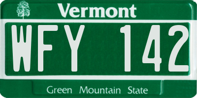 VT license plate WFY142