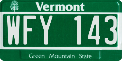 VT license plate WFY143