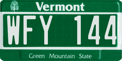 VT license plate WFY144