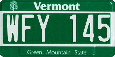 VT license plate WFY145