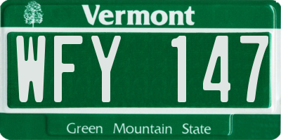 VT license plate WFY147