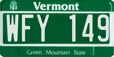 VT license plate WFY149