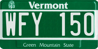 VT license plate WFY150