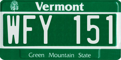 VT license plate WFY151