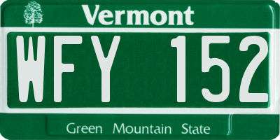 VT license plate WFY152