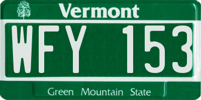 VT license plate WFY153