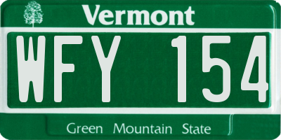 VT license plate WFY154