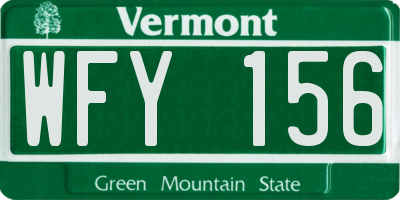 VT license plate WFY156