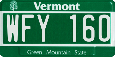 VT license plate WFY160