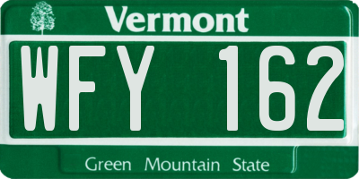 VT license plate WFY162