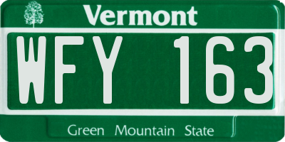 VT license plate WFY163
