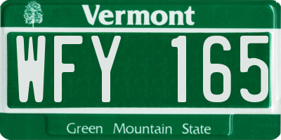 VT license plate WFY165