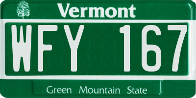 VT license plate WFY167