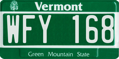 VT license plate WFY168