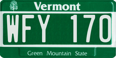 VT license plate WFY170