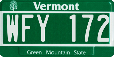 VT license plate WFY172