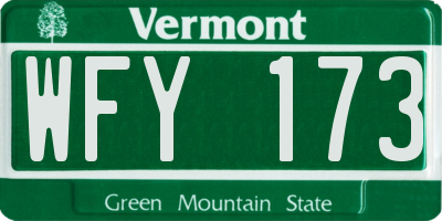 VT license plate WFY173