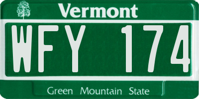 VT license plate WFY174