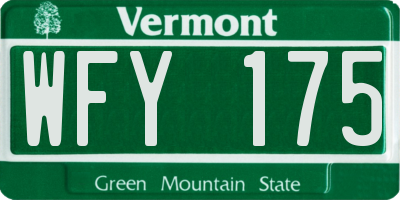 VT license plate WFY175