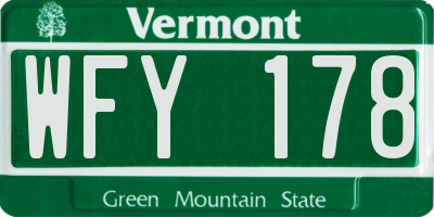 VT license plate WFY178
