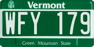 VT license plate WFY179