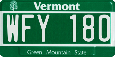 VT license plate WFY180