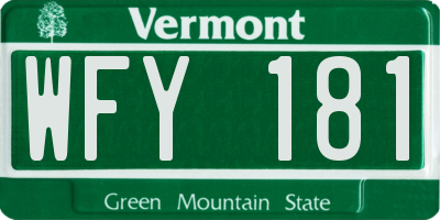 VT license plate WFY181