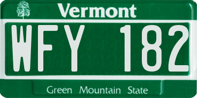 VT license plate WFY182