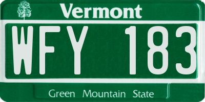 VT license plate WFY183