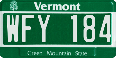 VT license plate WFY184