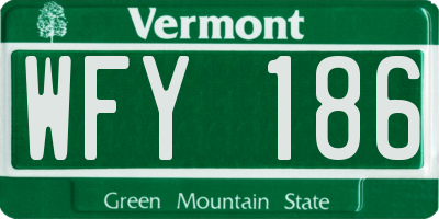 VT license plate WFY186
