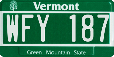 VT license plate WFY187
